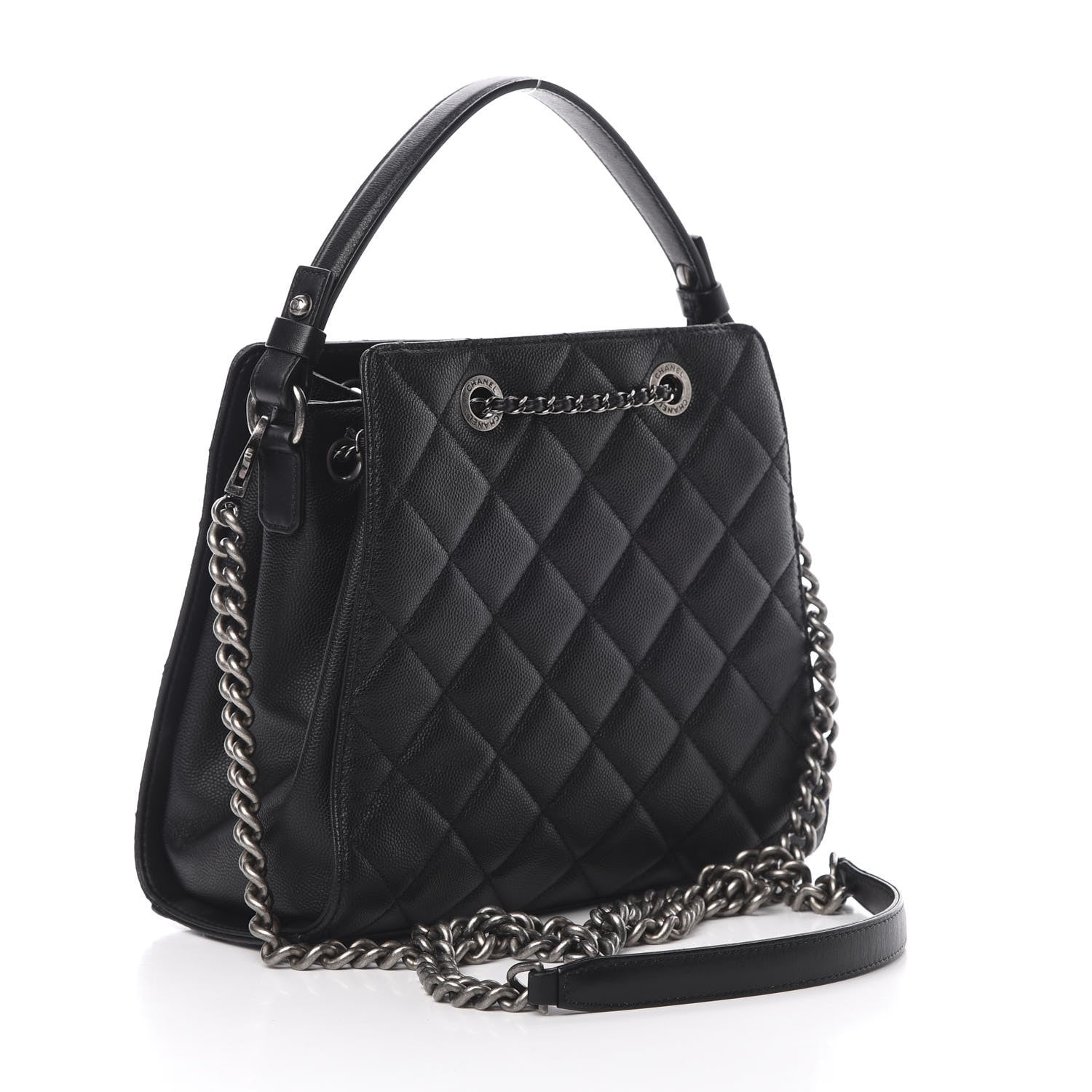 Chanel Caviar Quilted Small CC Bucket Bag Black 3 of 11