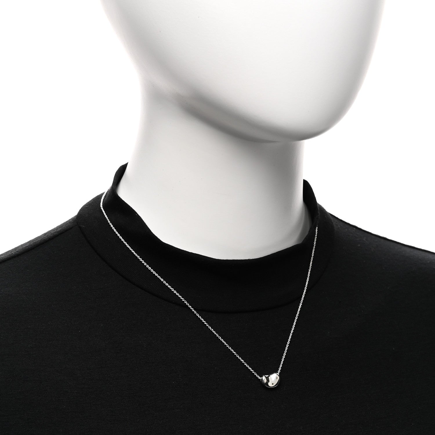 Tiffany Sterling Silver 11mm Elsa Peretti Bean Pendant Necklace 2 of 5