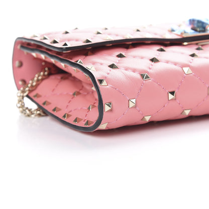 Valentino Garavani Nappa Rockstud Spike Wallet On Chain Paradise Rose 7 of 10