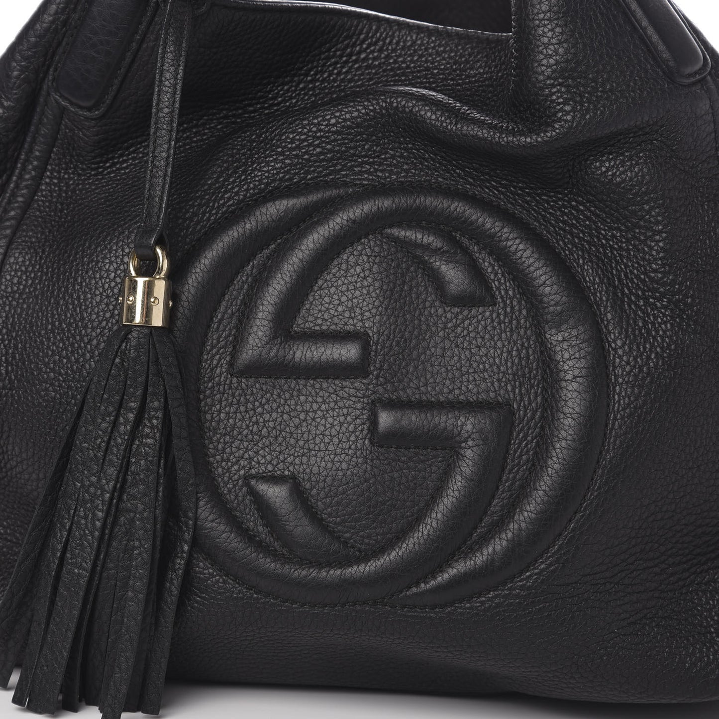 Pebbled Calfskin Medium Soho Shoulder Bag Black
