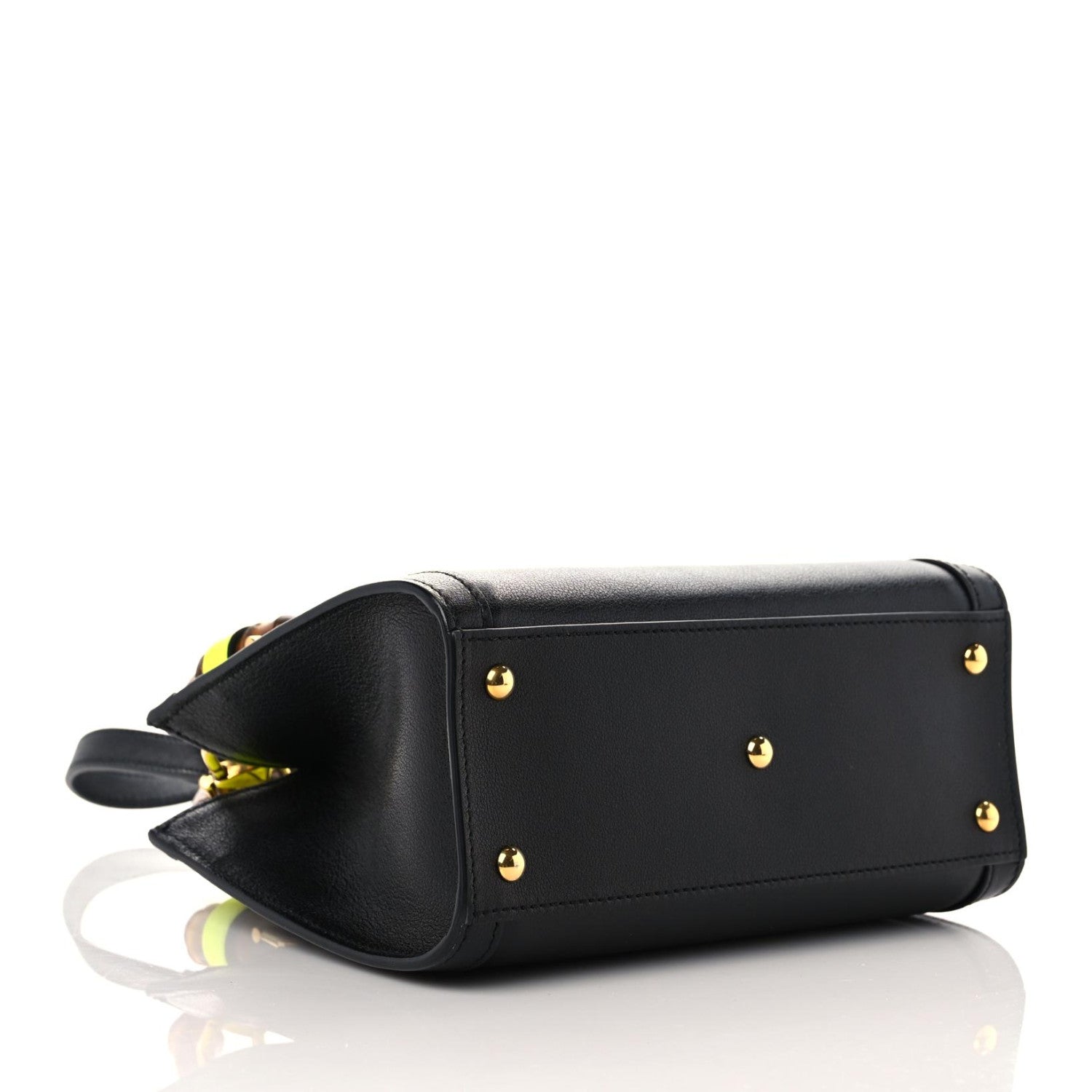 Gucci Wonka Grain Calfskin Mini Diana Tote Bag Black Yellow Fluo 4 of 10