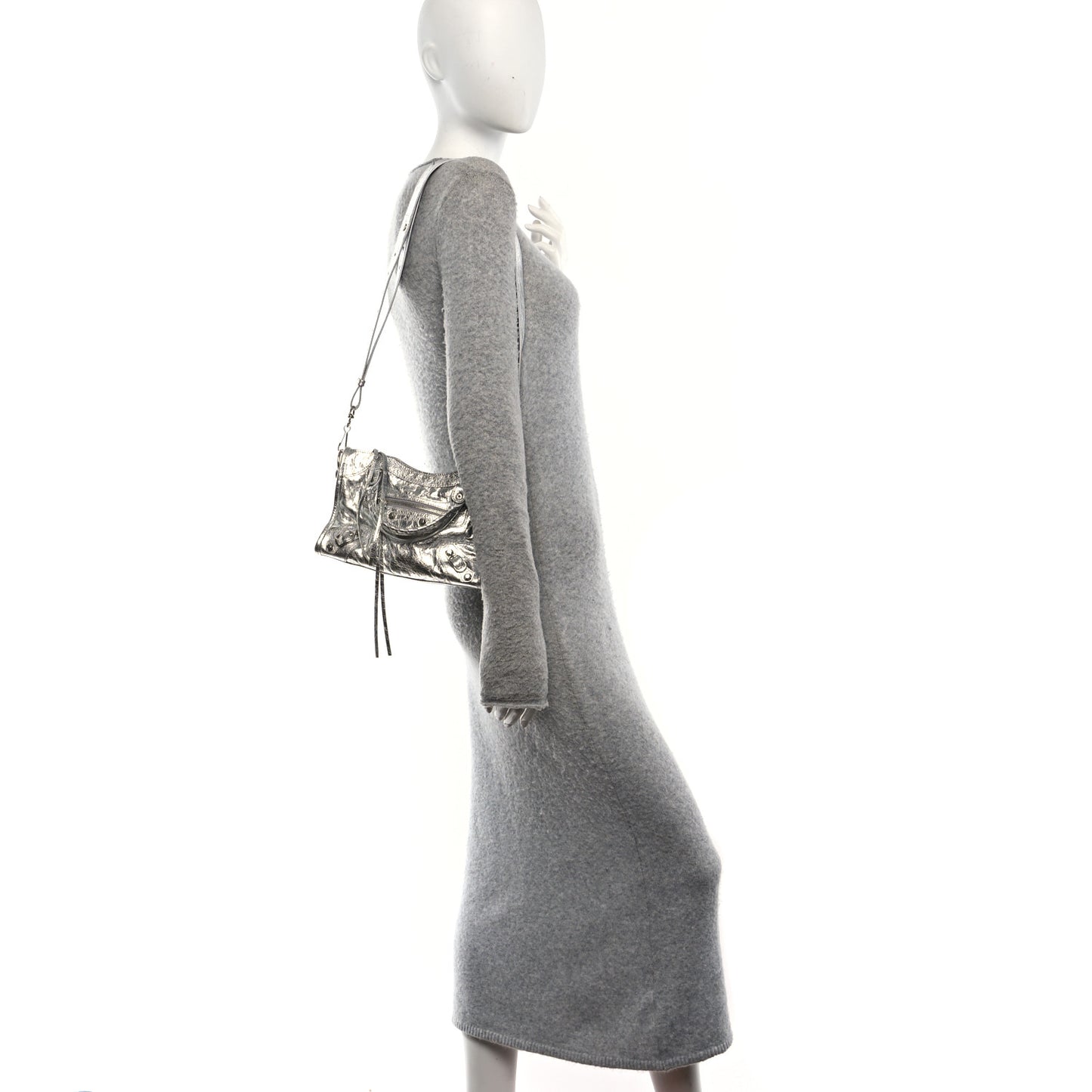 Metallized Arena Lambskin Classic Silver Hardware Le City Mini Silver