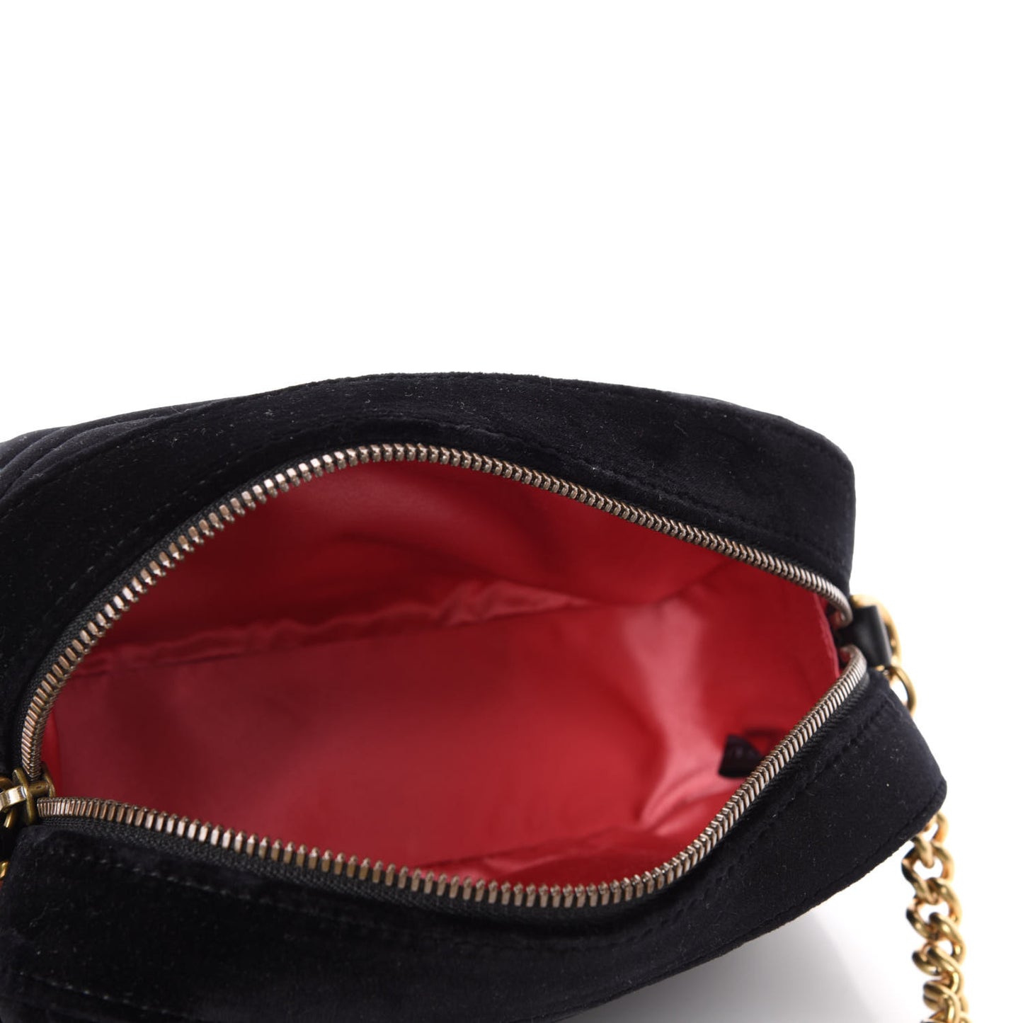 Velvet Matelasse Small GG Marmont Chain Shoulder Bag Black