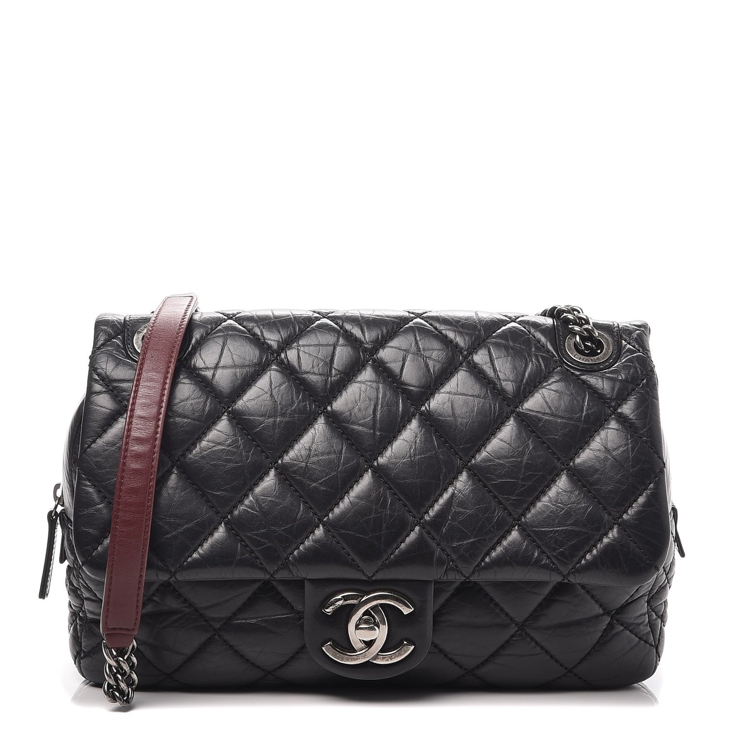 Aged Calfskin Jumbo New Portobello Flap Black
