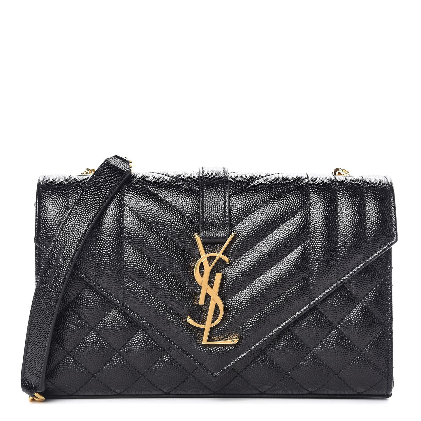 Grain De Poudre Textured Mixed Matelasse Triquilt Small Monogram Satchel Black
