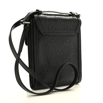 Gucci Calfskin GG Tennis Embossed Messenger Bag Black 2 of 7