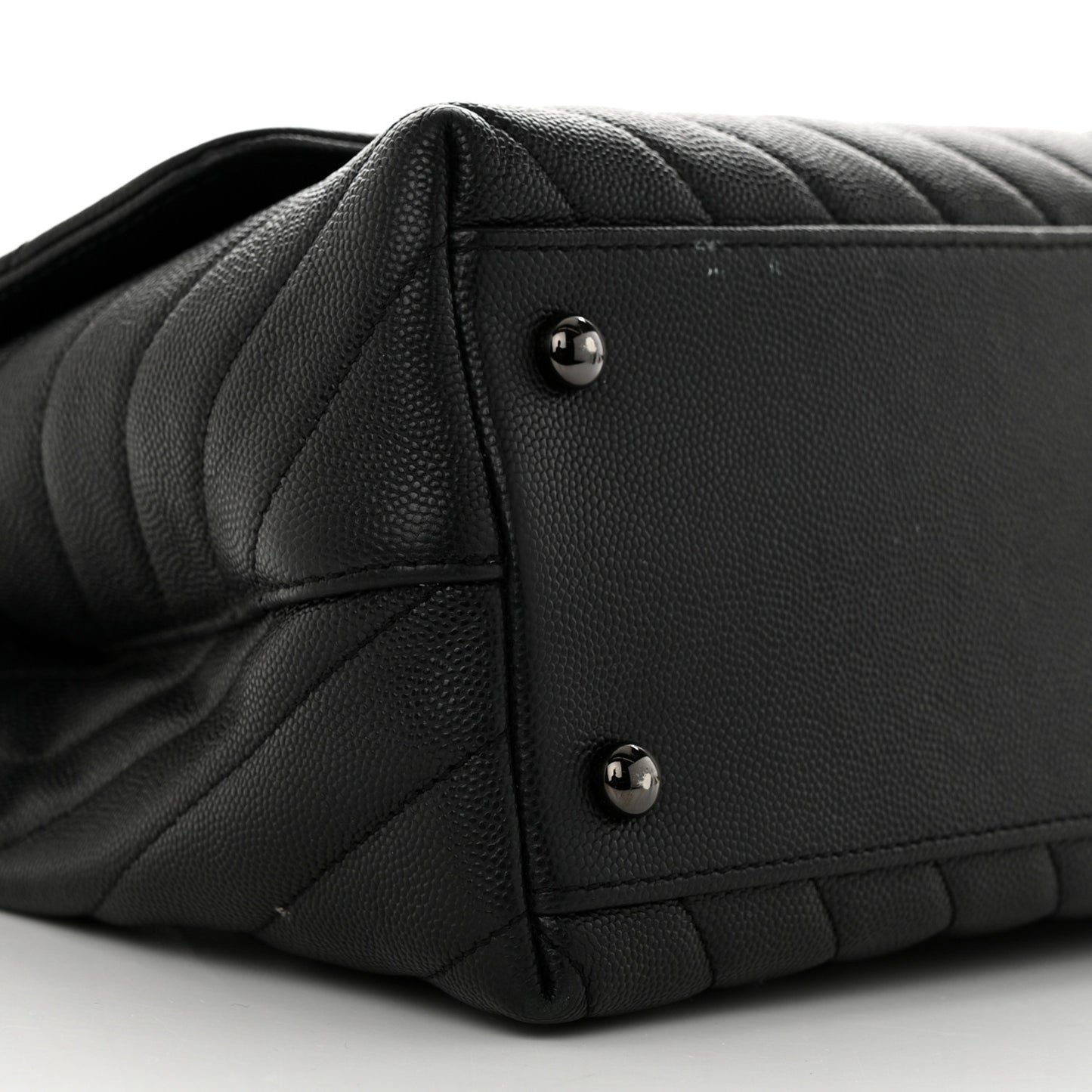 Caviar Chevron Quilted Small Coco Handle Flap So Black