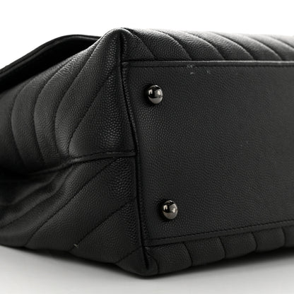 Chanel Caviar Chevron Quilted Small Coco Handle Flap So Black 9 of 12