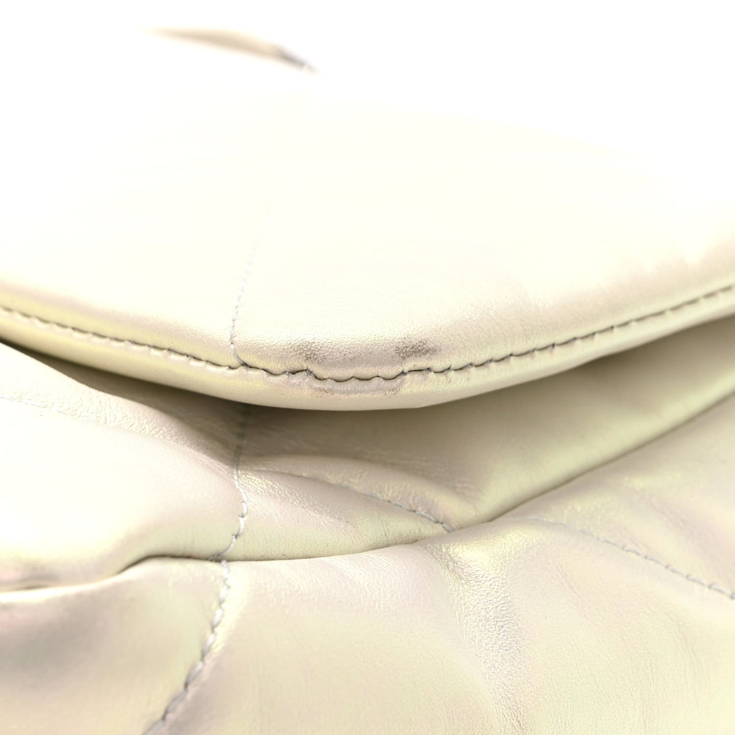 Iridescent Calfskin Quilted Medium Chanel 19 Flap White