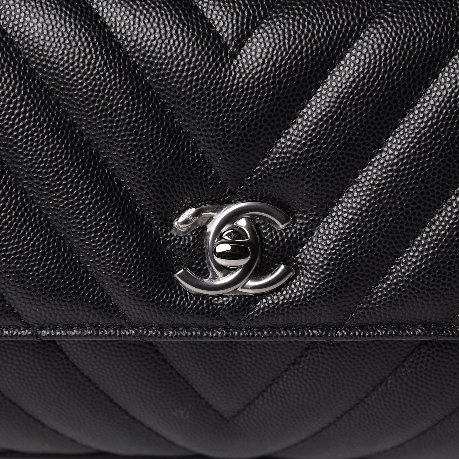 Chanel Caviar Chevron Quilted Mini Coco Handle Flap Black 8 of 10