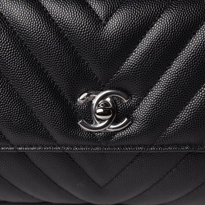 Chanel Caviar Chevron Quilted Mini Coco Handle Flap Black 8 of 10