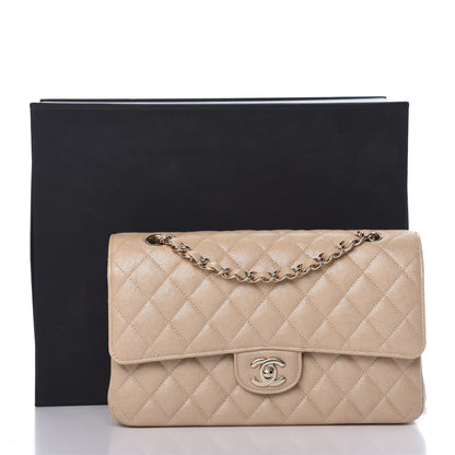 Chanel Iridescent Caviar Quilted Medium Double Flap Beige 11 of 11