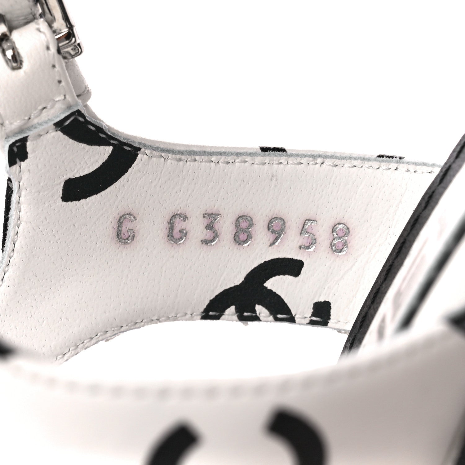 Chanel Printed Lambskin Coco Beach Platform Sandals 39 White Black 8 of 9