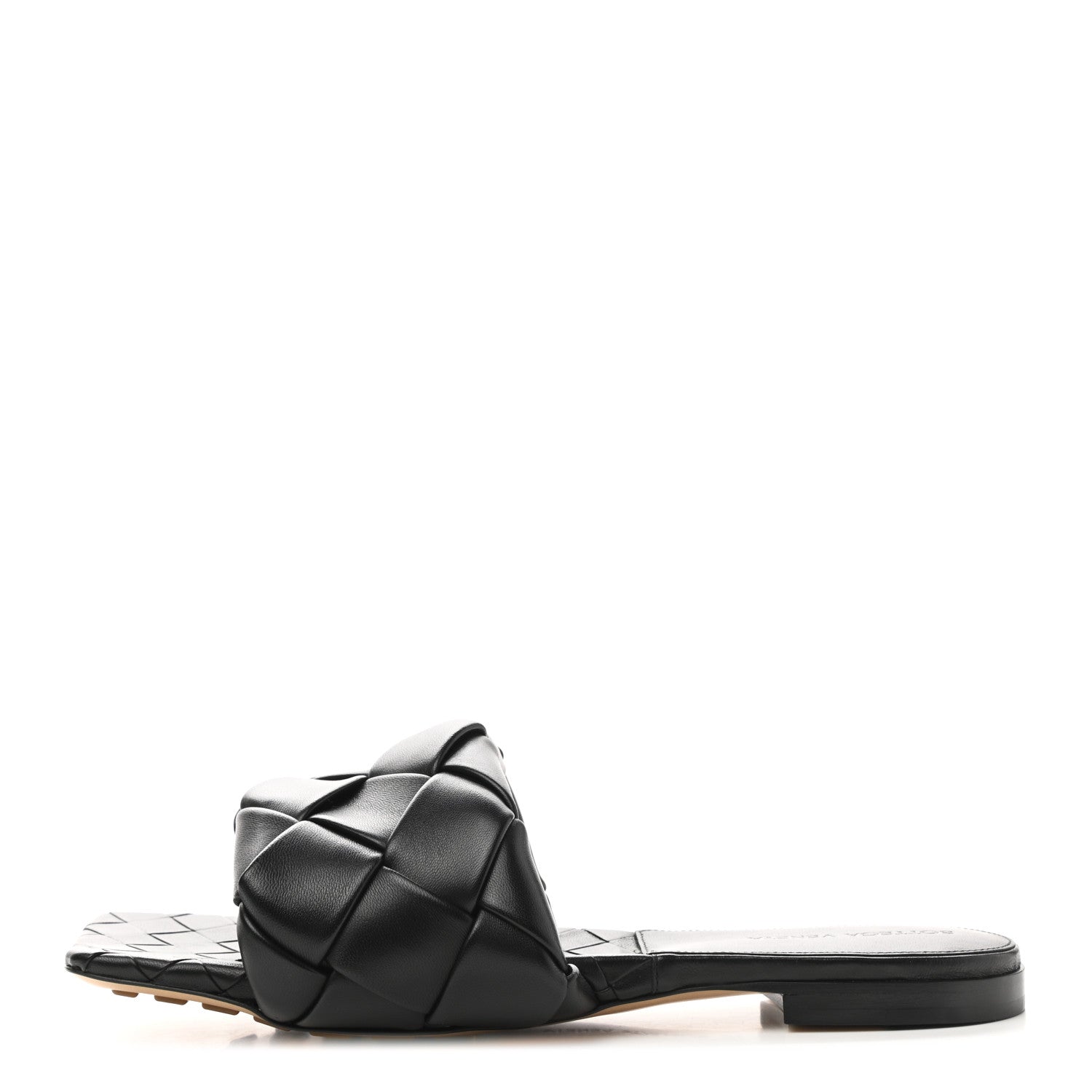 Bottega Veneta Nappa Maxi Intrecciato Lido Flat Sandals 39 Black 1 of 7