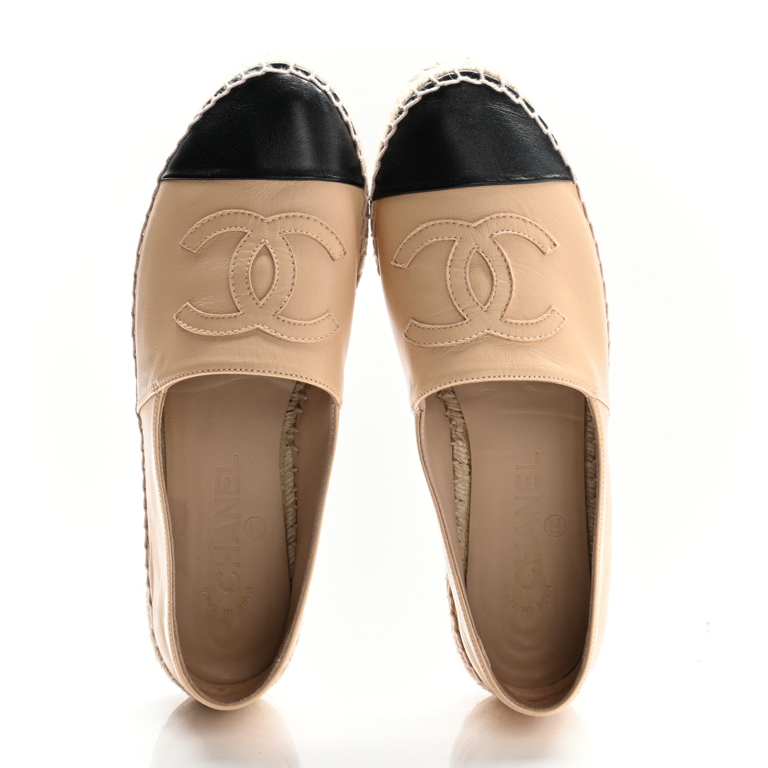 Chanel Lambskin CC Espadrilles 39 Beige Black 2 of 9