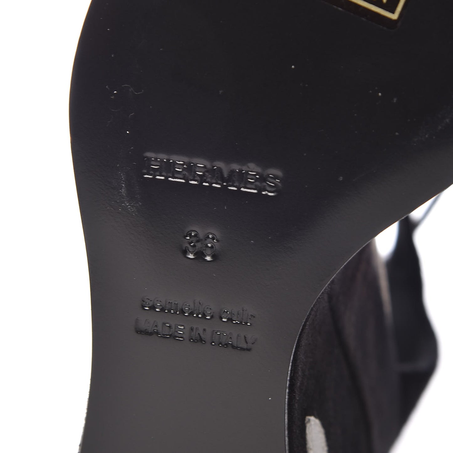 Suede Goatskin Tournis Wedge Sandals 36 Black