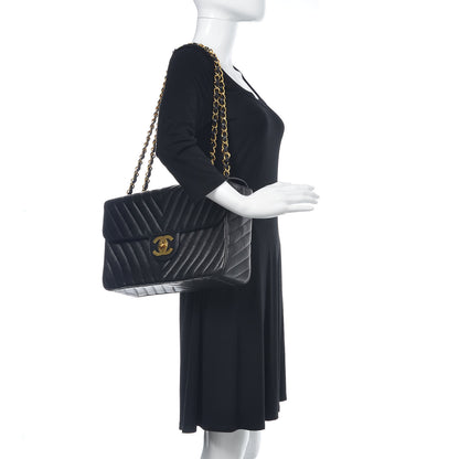 Chanel Caviar Chevron Quilted Maxi Single Flap Black 2 of 11