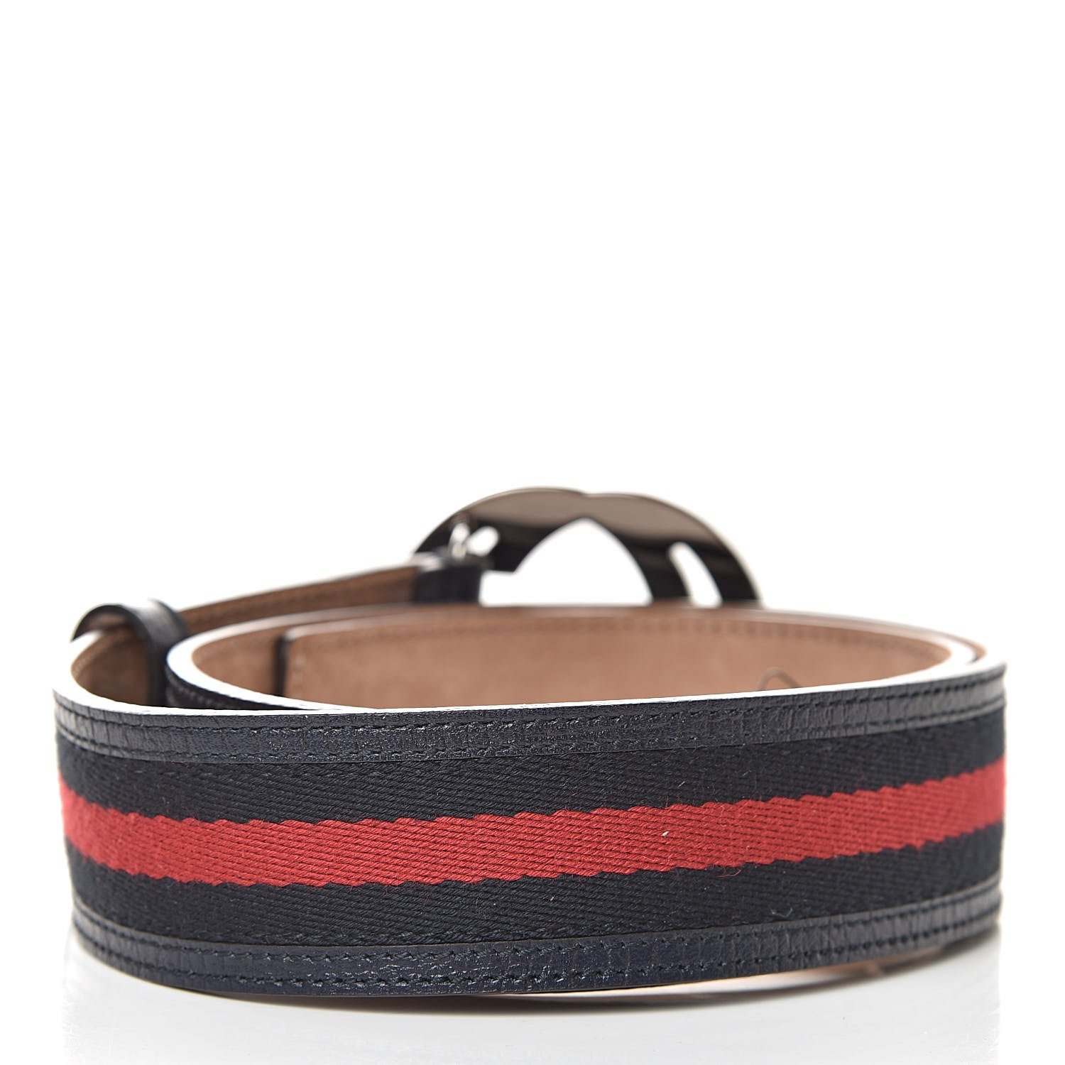 Gucci Calfskin Web Interlocking G Belt 75 30 Navy 3 of 8