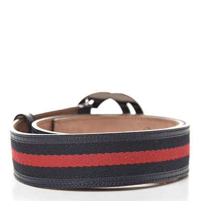 Gucci Calfskin Web Interlocking G Belt 75 30 Navy 3 of 8