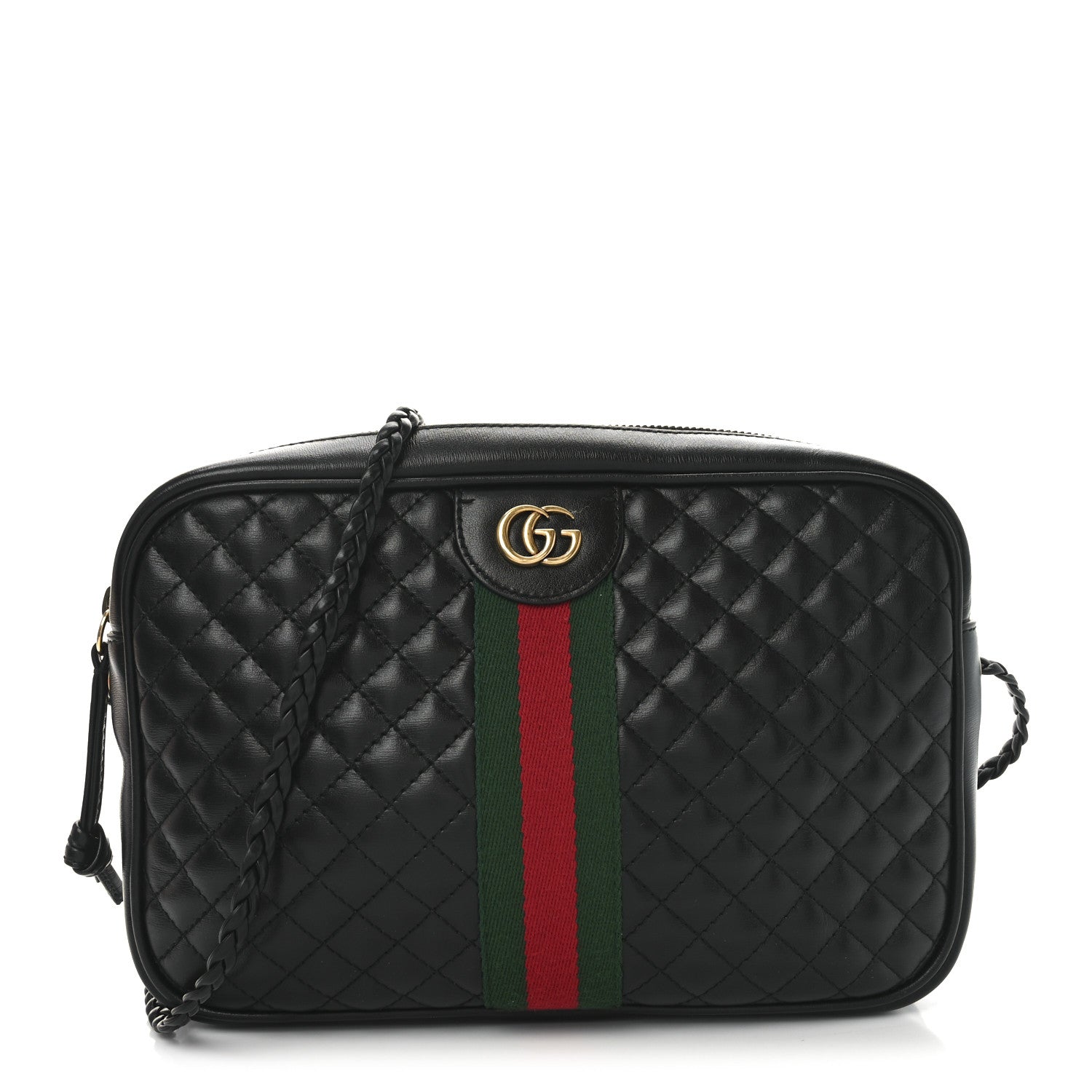 Gucci Calfskin Web Trapuntata Small GG Shoulder Bag Black 1 of 10