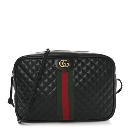 Gucci Calfskin Web Trapuntata Small GG Shoulder Bag Black 1 of 10