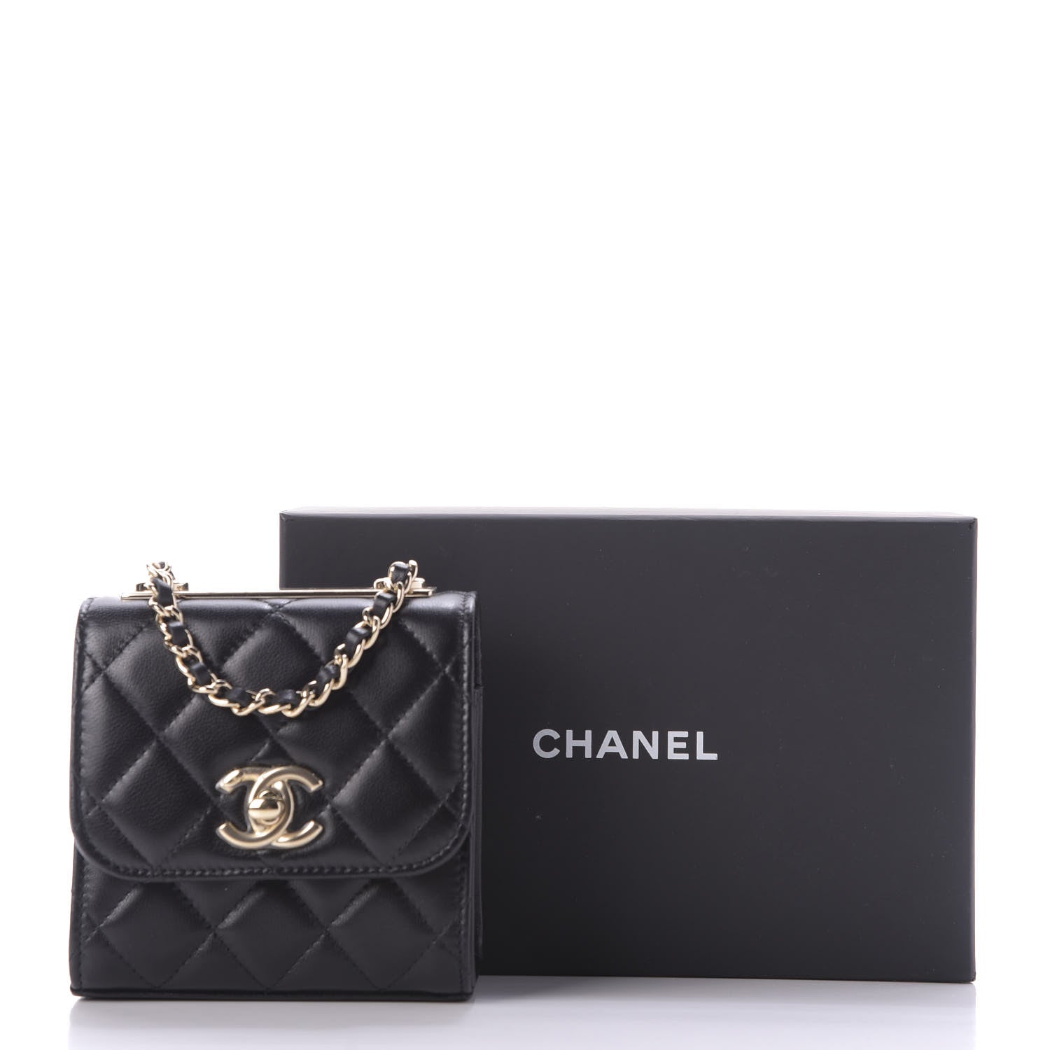 Chanel Lambskin Quilted Mini Trendy CC Chain Wallet Black 10 of 10