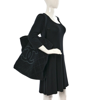 Chanel Terry Cotton CC Beach Tote Towel Set Black 2 of 12