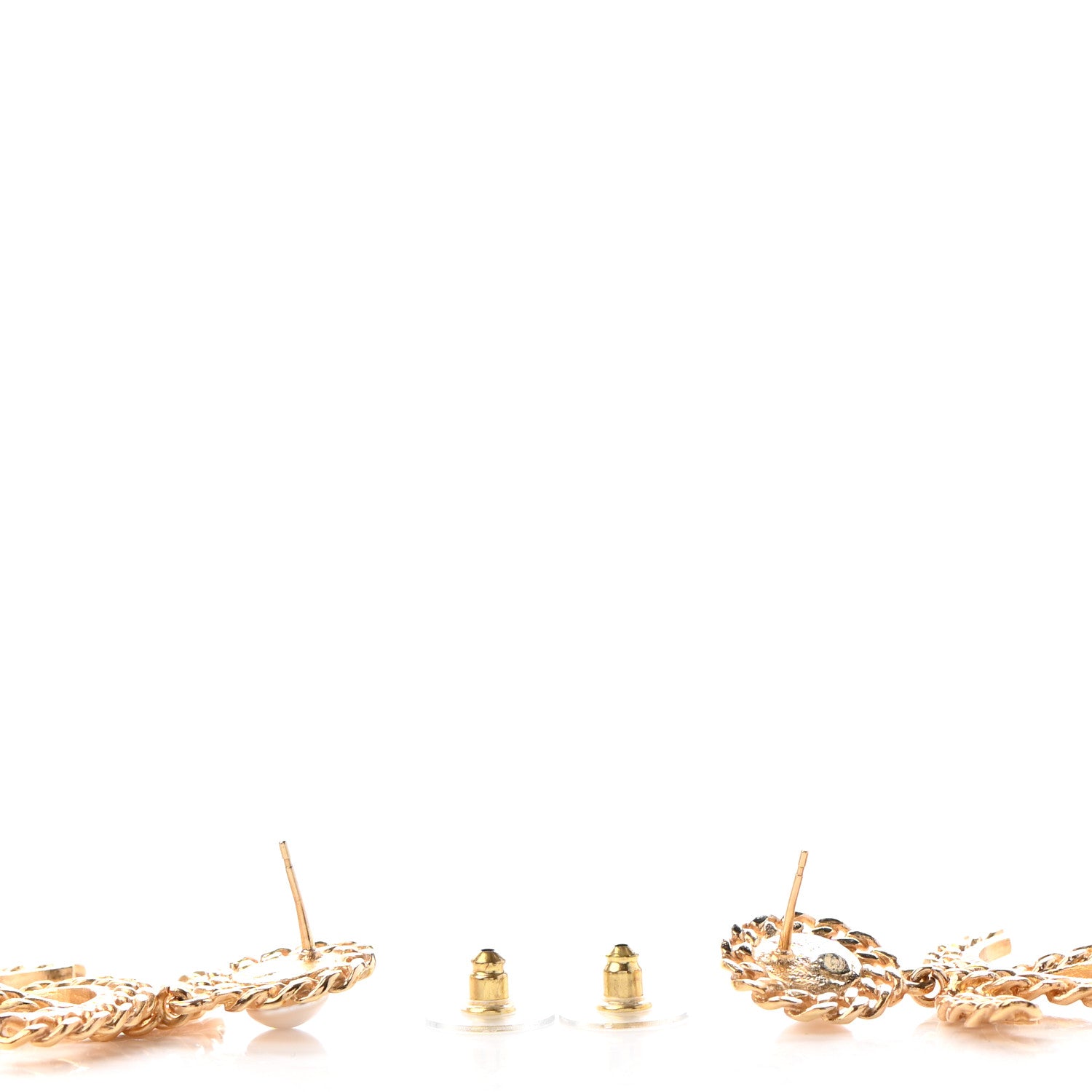 Chanel Metal Pearl CC Chain Drop Earrings Gold 3 of 4