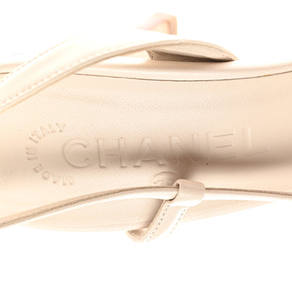 Chanel Lambskin Cap Toe Bow Slingback Pumps 39 Beige 7 of 10