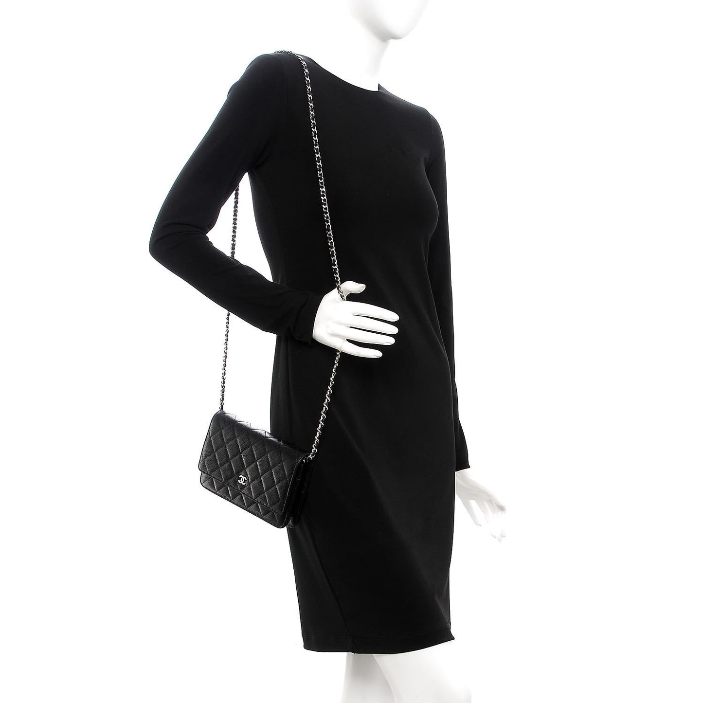 Caviar Quilted Wallet On Chain WOC Black