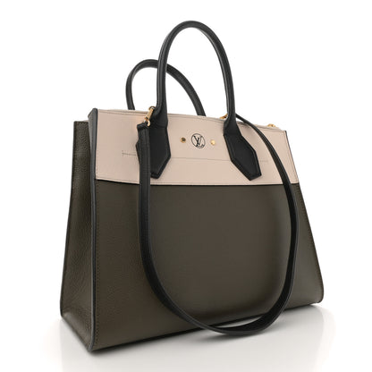 Louis Vuitton Taurillon City Steamer MM Kaki Creme Black 3 of 11