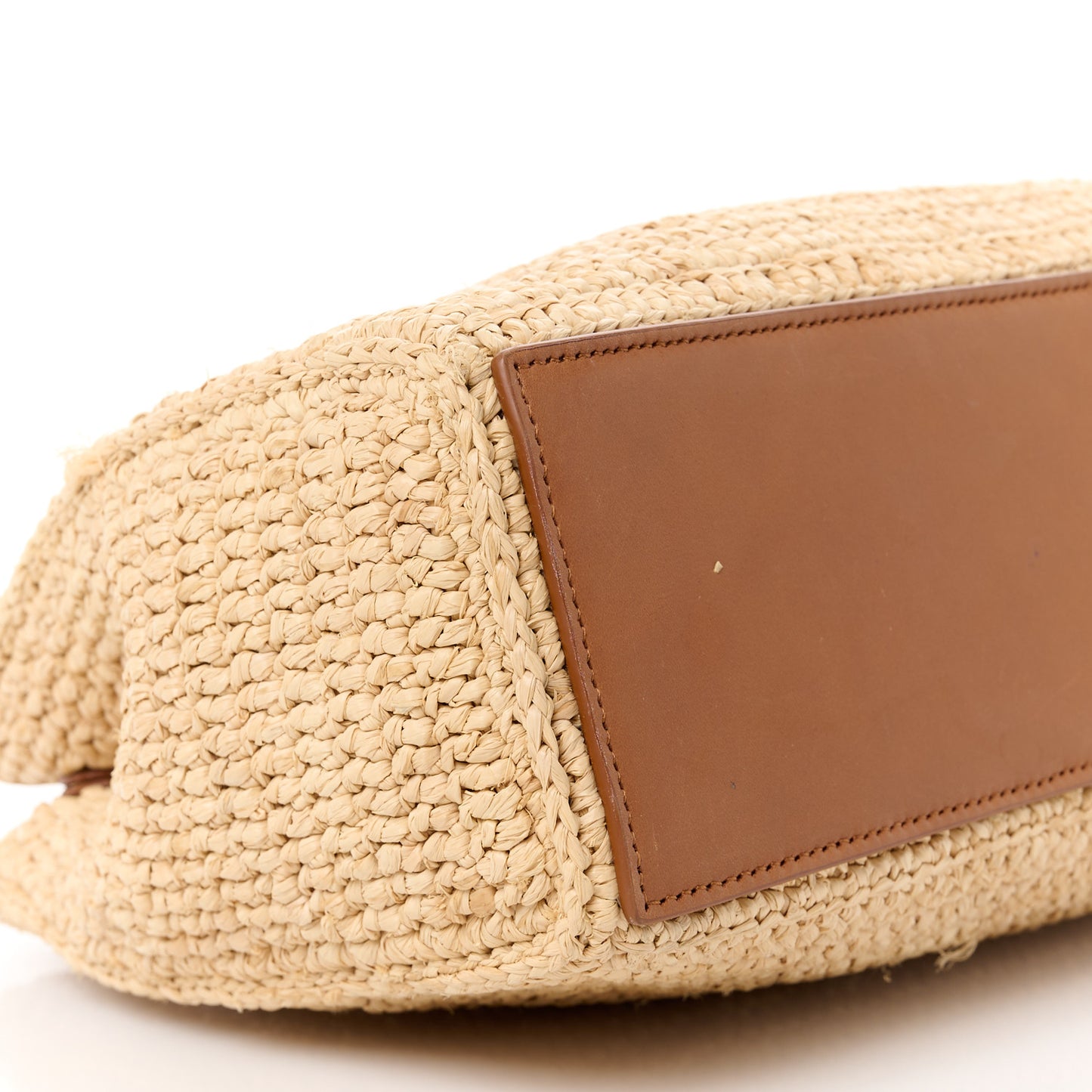 Raffia Calfskin Panier Rectangle Tote Naturel Brick