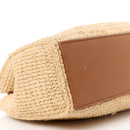 Saint Laurent Raffia Calfskin Panier Rectangle Tote Naturel Brick 10 of 13