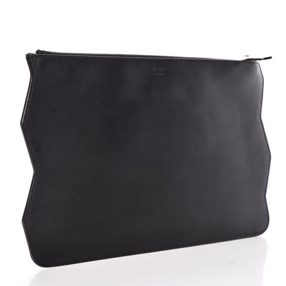 Fendi Vitello Elite Chevron No Words Faces Pouch Multicolor Black 3 of 11
