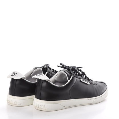 Chanel Calfskin CC Womens Sneakers 37.5 Black 4 of 9
