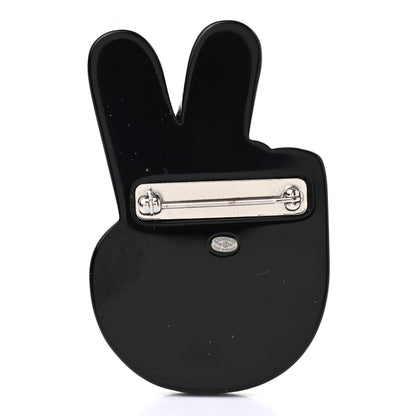 Chanel Resin Peace Sign Emoji Brooch Yellow 3 of 4