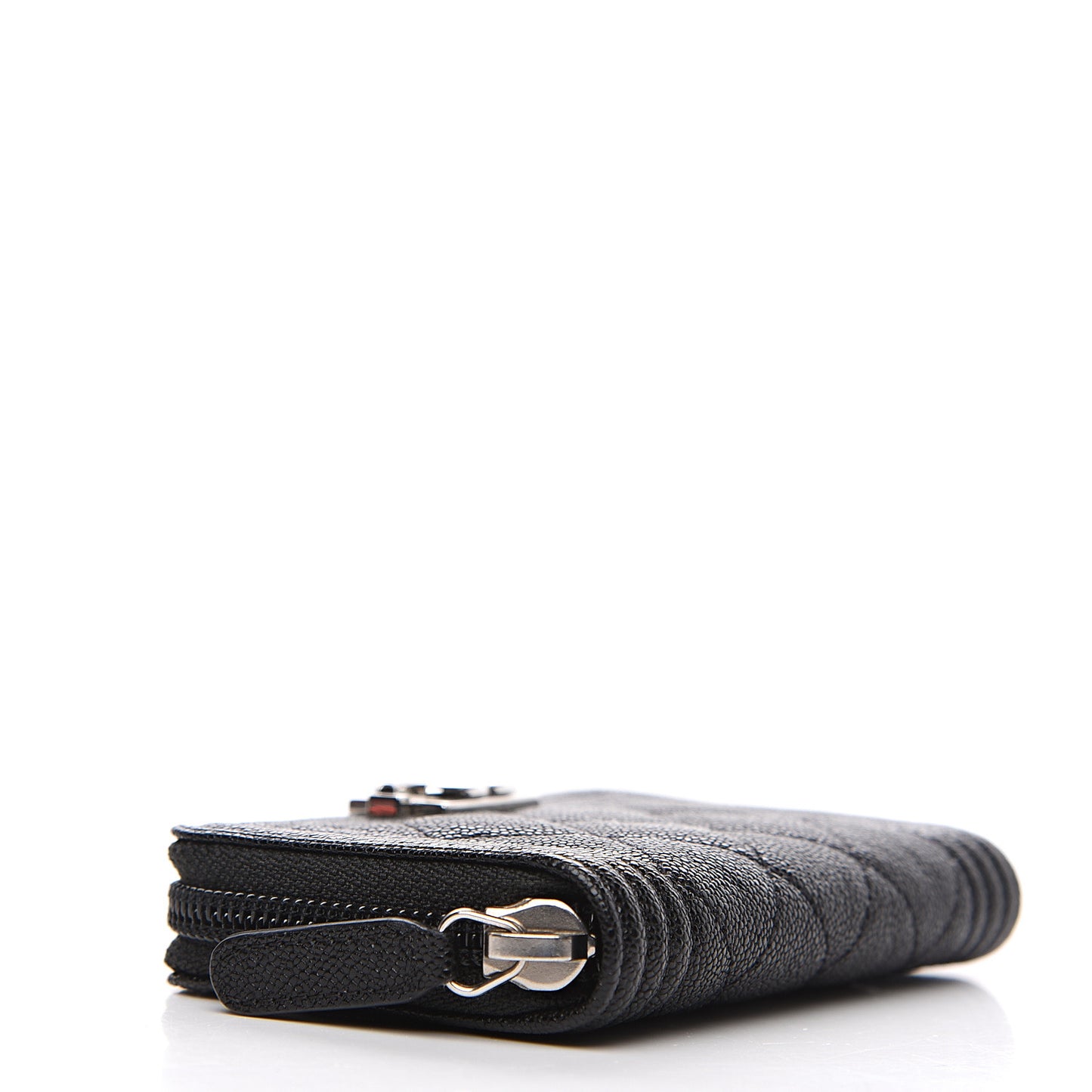 Caviar Quilted Boy Zip Around Coin Purse Wallet Black