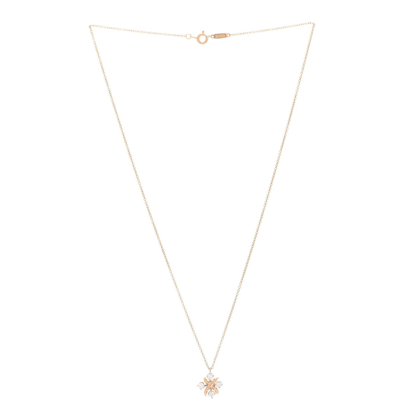 Platinum 18K Yellow Gold Diamond Schlumberger Lynn Pendant Necklace