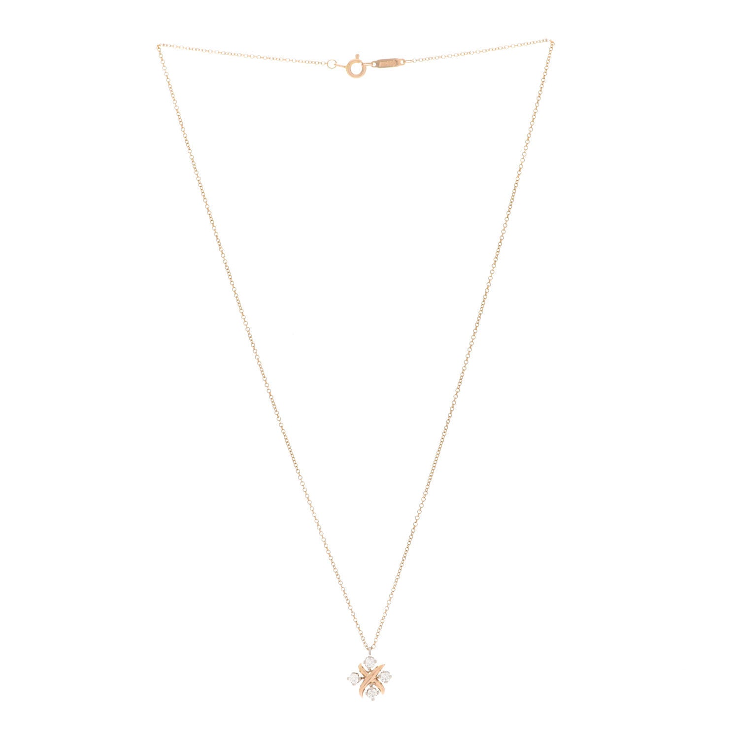 Tiffany Platinum 18K Yellow Gold Diamond Schlumberger Lynn Pendant Necklace 3 of 5