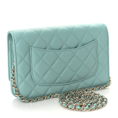 Chanel Caviar Quilted Wallet On Chain WOC Light Blue 3 of 10