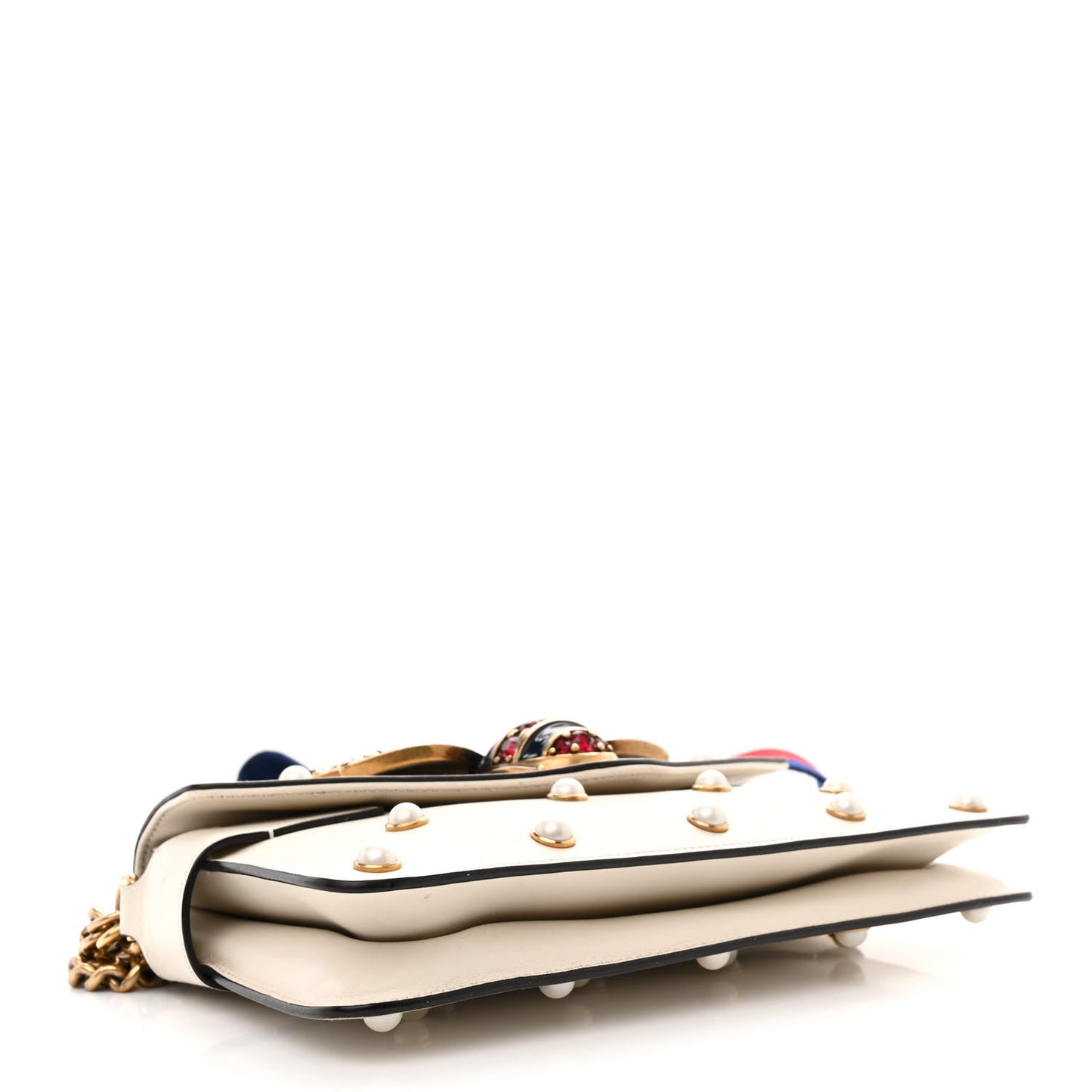 Nappa Pearl Studded Mini Queen Margaret Broadway Shoulder Bag Mystic White
