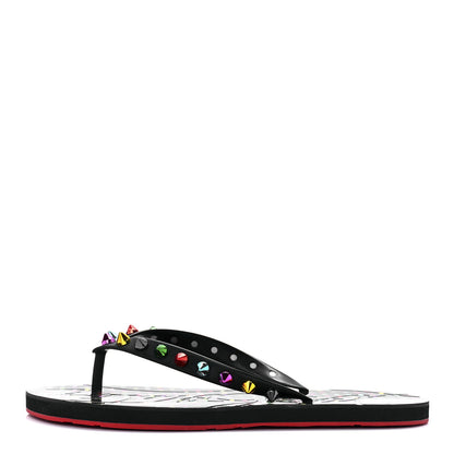 Christian Louboutin Rubber Spike Loubi Donna Flip Flop 38 Black Multicolor 1 of 8