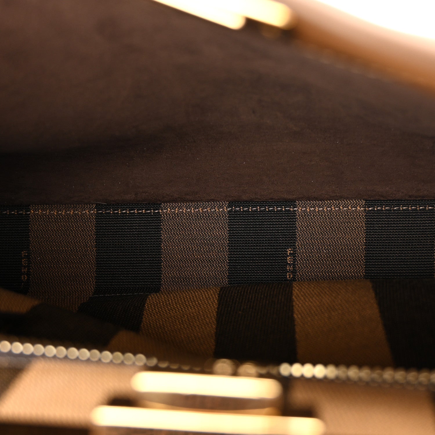 Fendi Vitello Seta Fabric Jacquard Pequin Medium Peekaboo Iconic Satchel Foresta Tobacco 6 of 11