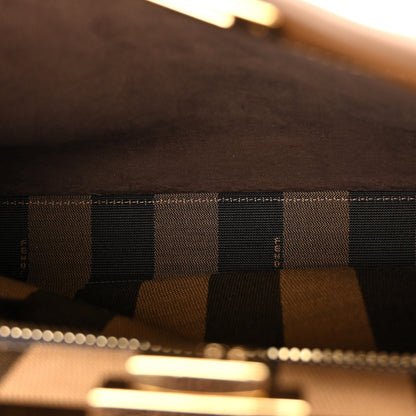 Fendi Vitello Seta Fabric Jacquard Pequin Medium Peekaboo Iconic Satchel Foresta Tobacco 6 of 11
