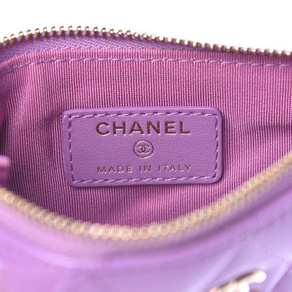 Chanel Patent Quilted Small Cosmetic Case Purple 6 of 8