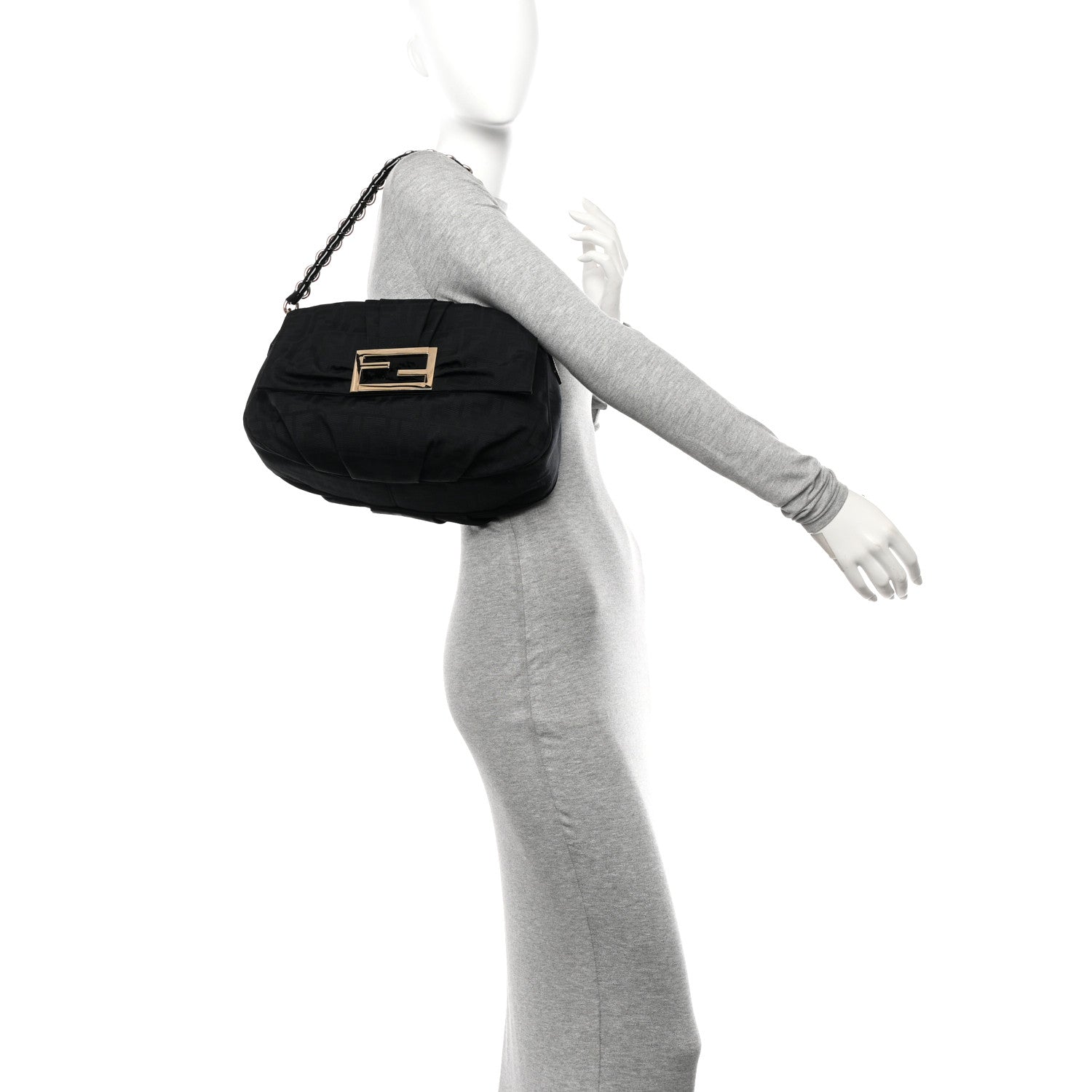 Fendi Zucca Enamel Mia Shoulder Flap Black 2 of 12
