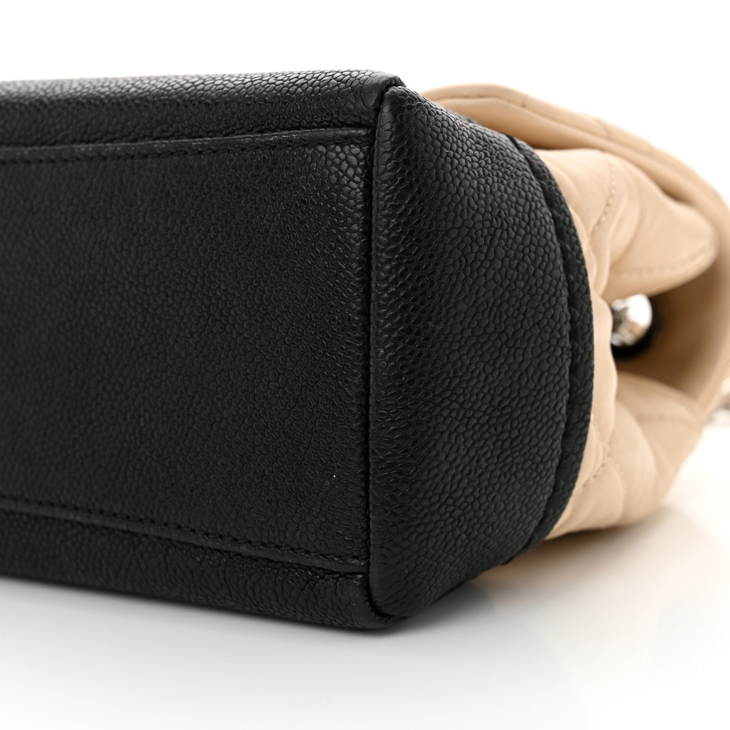 Chanel Calfskin Caviar Quilted Flap Beige Black 10 of 11