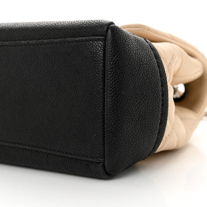 Chanel Calfskin Caviar Quilted Flap Beige Black 10 of 11