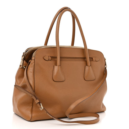 Prada Saffiano Cuir Double Zip Frame Tote Caramel 3 of 11