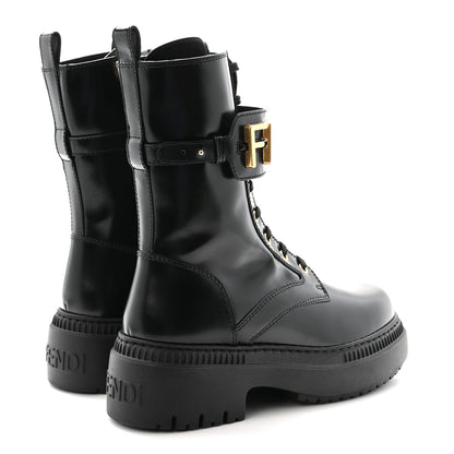 Fendi Vitello Abrasivato Fendigraphy 50mm Biker Boots 38.5 Black 5 of 9
